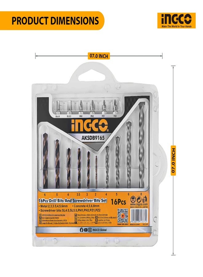 Ingco 16PCS Drill Bits Set & Screwdriver Bits Set (AKSDB9165) - Image 5